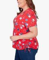 Alfred Dunner Plus Size Stars Side Tie Short Sleeve Tee