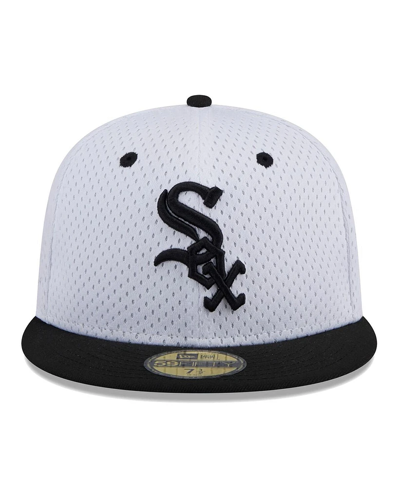 New Era Men's White Chicago White Sox Throwback Mesh 59Fifty Fitted Hat