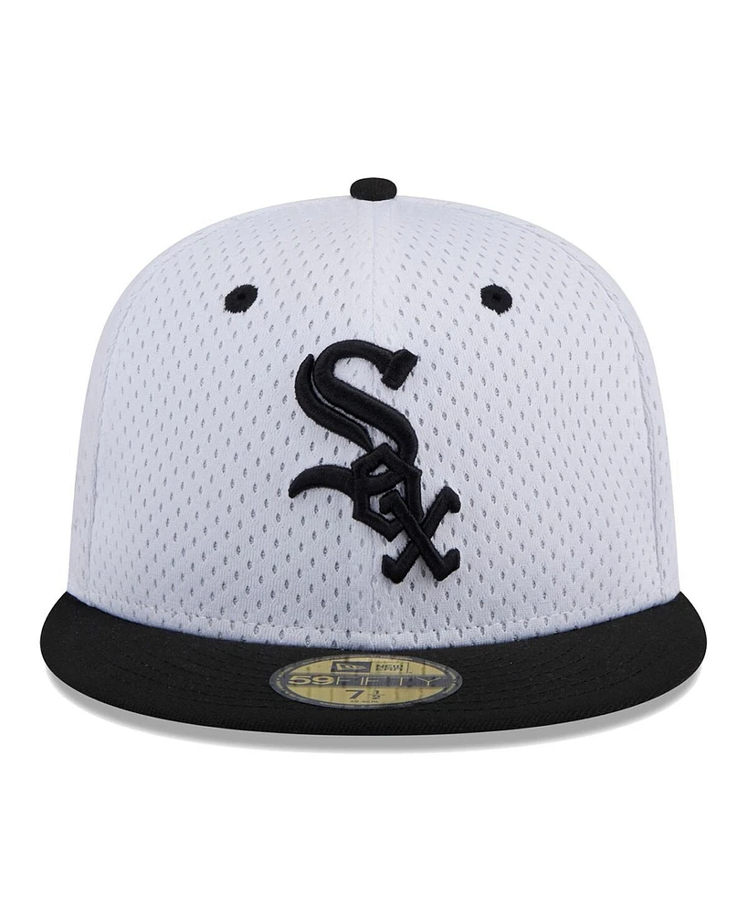 New Era Men's White Chicago Sox Throwback Mesh 59Fifty Fitted Hat