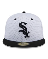 New Era Men's White Chicago Sox Throwback Mesh 59Fifty Fitted Hat