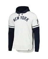 47 Brand Men's White New York Yankees Pinstripe Double Header Pullover Hoodie