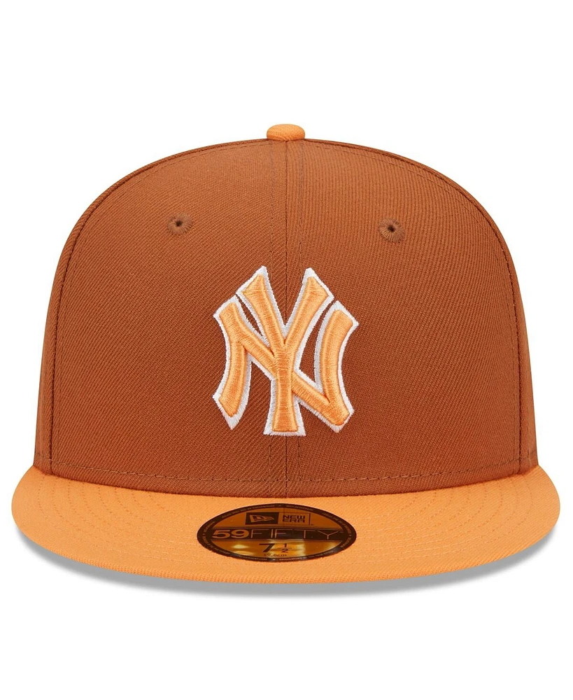 New Era Men's Brown/Orange York Yankees Spring Color Basic Two-Tone 59fifty Fitted Hat