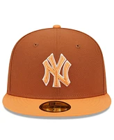 New Era Men's Brown/Orange York Yankees Spring Color Basic Two-Tone 59fifty Fitted Hat