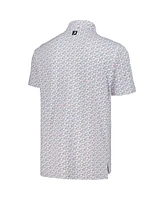 FootJoy Men's White The Players Golf Course Doodle Stretch Pique Polo