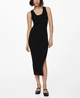 Mango Women's Ribbed Long Dress