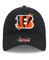 New Era Women's Black Cincinnati Bengals Gameday Flower 9Twenty Adjustable Hat