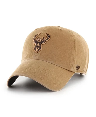 47 Brand Men's Tan Milwaukee Bucks Ballpark Clean Up Adjustable Hat