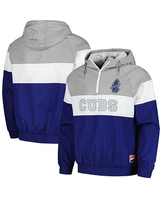 New Era Men's Royal Chicago Cubs Ripstop Raglan Quarter-Zip Hoodie Windbreaker Jacket