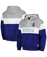New Era Men's Royal Chicago Cubs Ripstop Raglan Quarter-Zip Hoodie Windbreaker Jacket