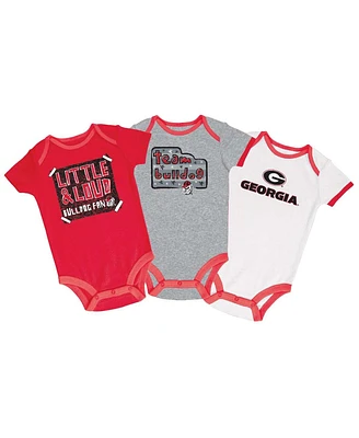 Champion Infant Red/Gray/White Georgia Bulldogs 3-Pack Bodysuit Set