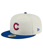 New Era Men's Cream Chicago Cubs Evergreen Chrome 59Fifty Fitted Hat