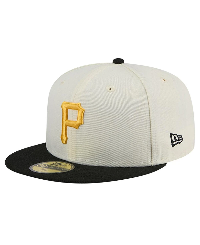 New Era Men's Cream Pittsburgh Pirates Evergreen Chrome 59Fifty Fitted Hat