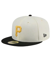 New Era Men's Cream Pittsburgh Pirates Evergreen Chrome 59Fifty Fitted Hat