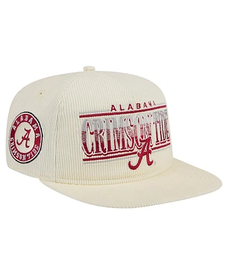 New Era Men's Cream Alabama Crimson Tide Throwback Golfer Corduroy Snapback Hat