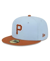 New Era Men's Light Blue/Brown Pittsburgh Pirates Spring Color Basic Two-Tone 59Fifty Fitted Hat