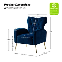 Modern Tufted Back Velvet Accent Chair for Living Room Bedroom