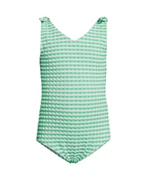 Lands' End Girls Chlorine Resistant Gingham Tie Shoulder One Piece Swimsuit