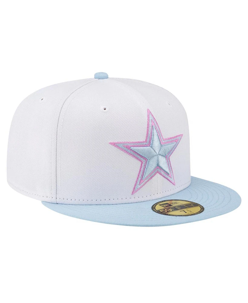 New Era Men's White/Light Blue Dallas Cowboys 2-Tone Color Pack 59Fifty Fitted Hat