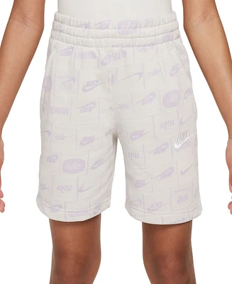 Nike Big Kids Sportswear Printed Club French Terry Shorts