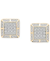 Men's Diamond Square Cluster Stud Earrings (1/3 ct. t.w.) in 14k Gold-Plated Sterling Silver