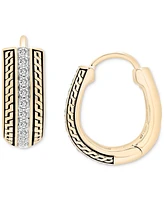 Men's Diamond Thick Hoop Earrings (1/4 ct. t.w.) in 14k Gold-Plated Sterling Silver, 1/2"