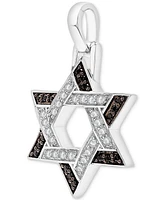 Men's Black & White Diamond Star of David Pendant (3/8 ct. t.w.) in 10k White Gold