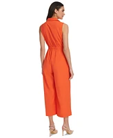 Calvin Klein Women's Collared V-Neck Straight-Leg Jumpsuit