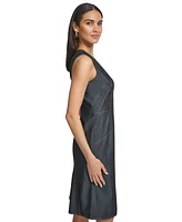 Calvin Klein Women's Crewneck Sleeveless Denim Sheath Dress