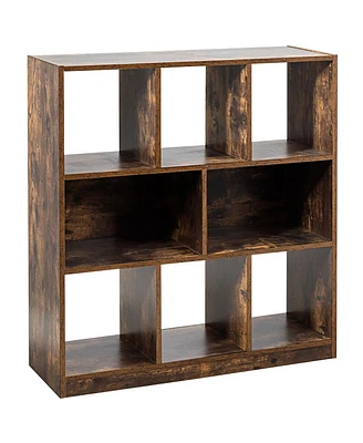 Slickblue Open Compartments Industrial Freestanding Bookshelf for Decorations-Brown