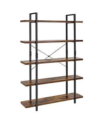 Slickblue Tiers Industrial Bookcase with Metal Frame for Home Office