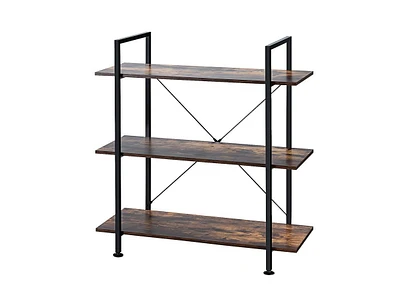 Slickblue Industrial Bookcase with Metal Frame for Home Office