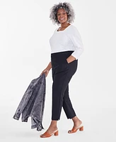 Style & Co Plus Mid-Rise Linen Blend Everyday Ankle Pants, Created for Macy's