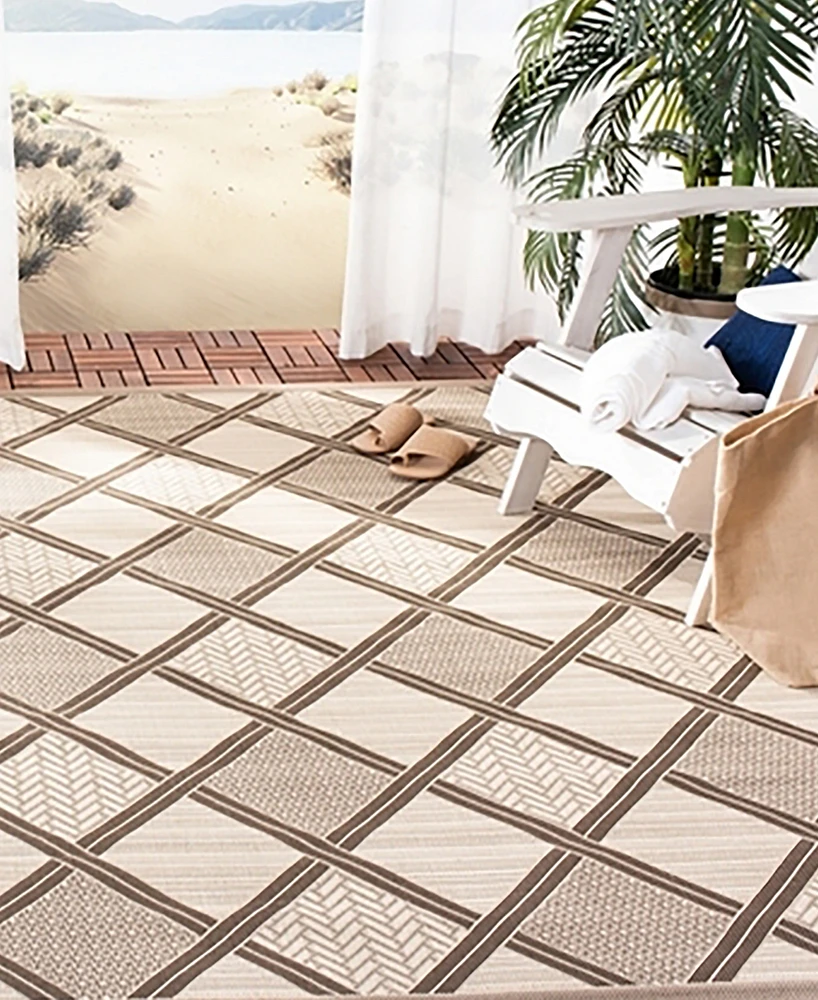 Safavieh Courtyard CY7570 Beige and Dark Beige 4' x 5'7" Sisal Weave Outdoor Area Rug