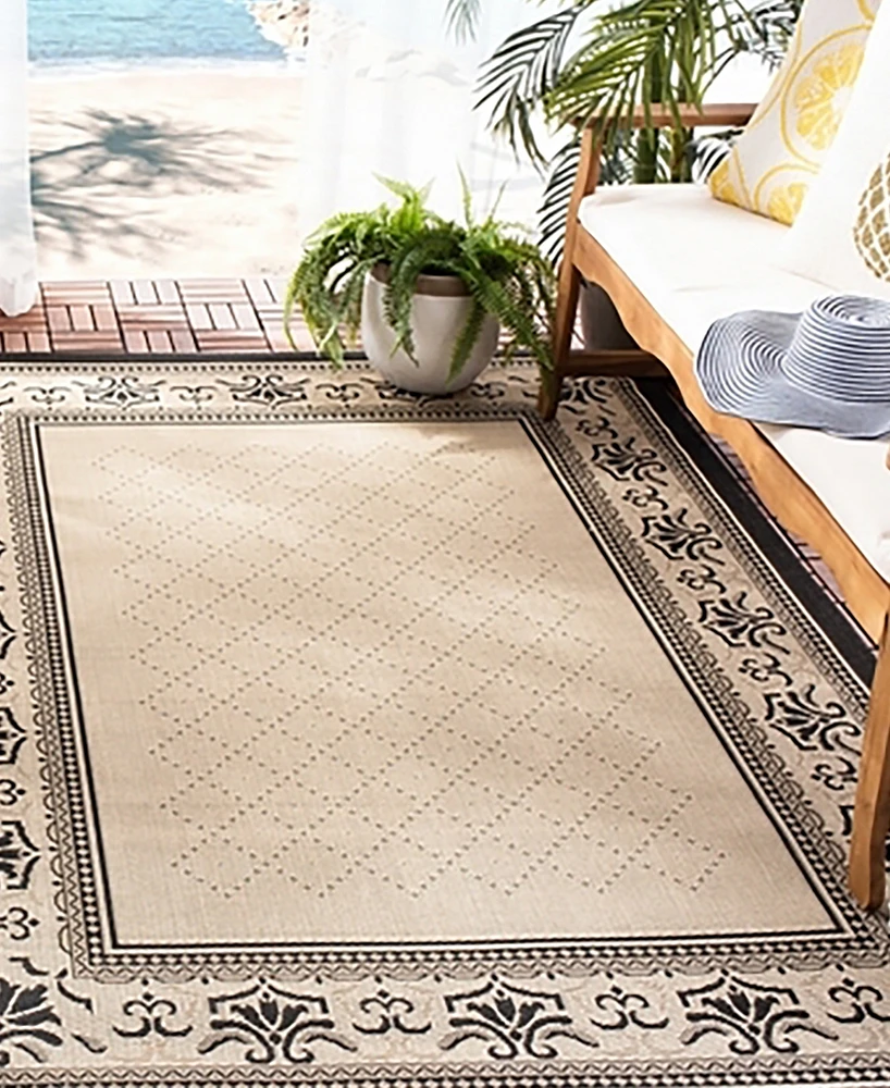 Safavieh Courtyard CY0901 Sand and Black 5'3" x 7'7" Outdoor Area Rug