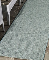 Safavieh Courtyard CY8022 Aqua and Grey 2'3" x 10' Sisal Weave Runner Outdoor Area Rug