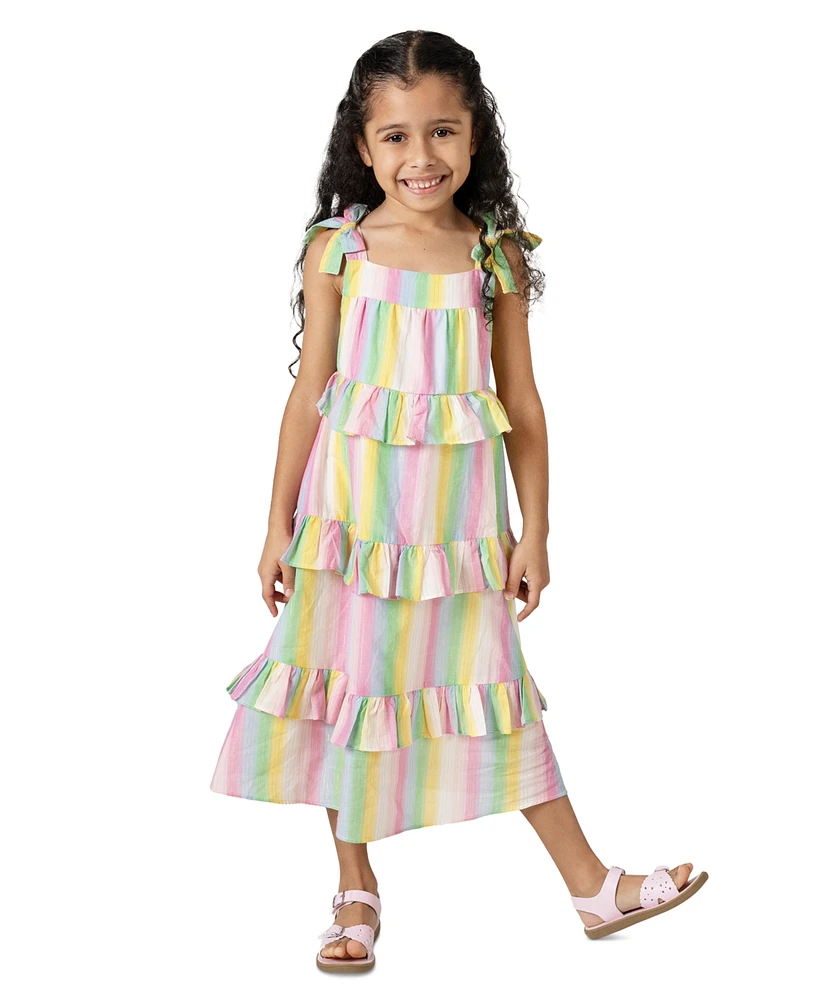 Rare Editions Little Girls Striped Metallic Midi Dress