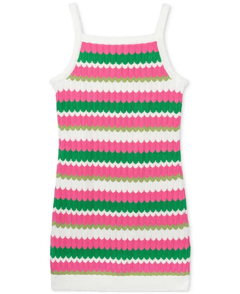 Rare Editions Little Girls Striped Crochet Dress