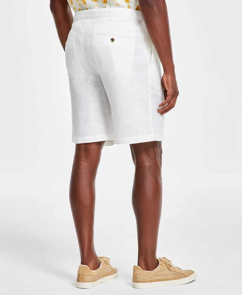 Club Room Men's Regular-Fit Pleated 9" Linen Shorts, Created for Macy's