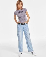 Just Polly Juniors Crewneck Ruched Front Baby Tee Madden Girl Juniors Belted Skater Jeans