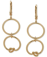 Dkny Gold-Tone Knotted Circle Double Drop Earrings