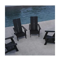 Set Of 4 Piedmont Modern All-Weather Poly Resin Wood Adirondack Chairs