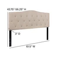 Arched Queen Button Tufted Upholstered Headboard