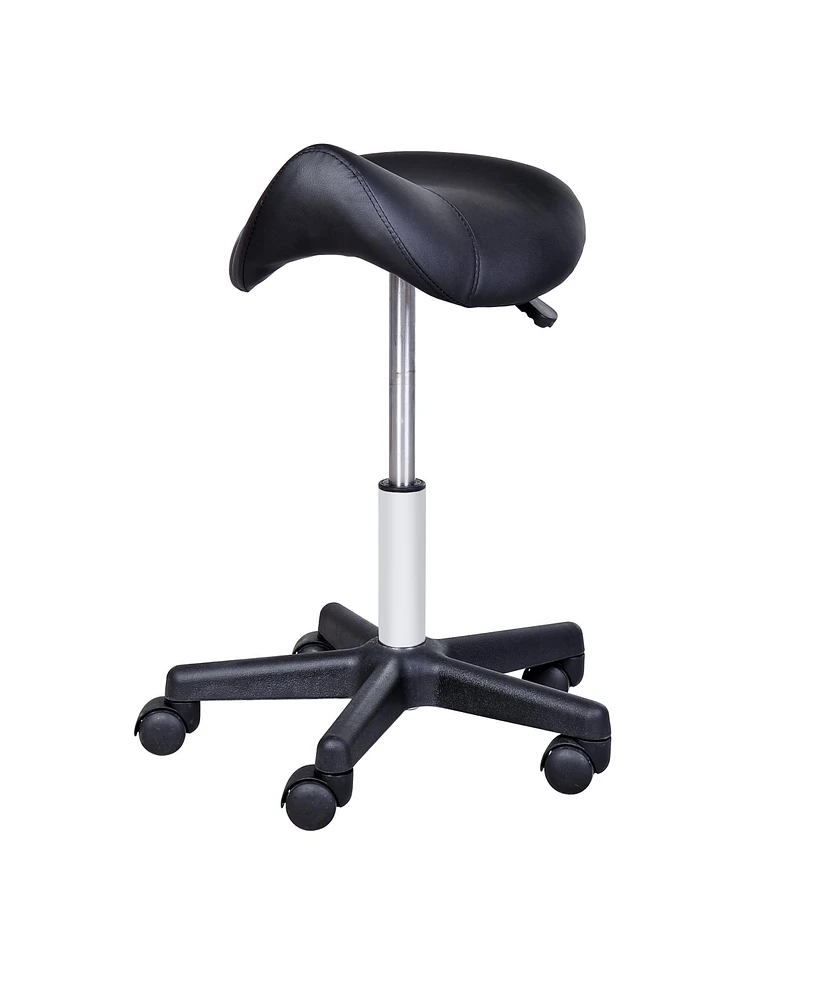 Homcom Adjustable Hydraulic Rolling Salon Stool Swivel Saddle Stool Spa Beauty - Style 2