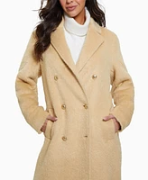 Guess Women's Textured Double-Breasted Notched-Collar Coat