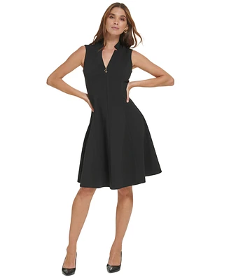 Calvin Klein Women's Collared V-Neck Sleeveless A-Line Dress