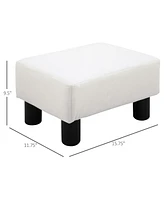 Homcom Modern Small Ottoman Footrest Pu Leather Footstool Rectangular Seat Stool White