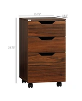 Homcom 3 Drawer Storage Cabinet Storage Organizer W/ Caster Wheels,