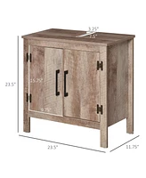 Kleankin Wooden Pedestal Sink Cabinet Floor Storage with Double Door