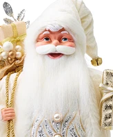 Holiday Lane Gold & White Santa with Gift, Created for Macy's