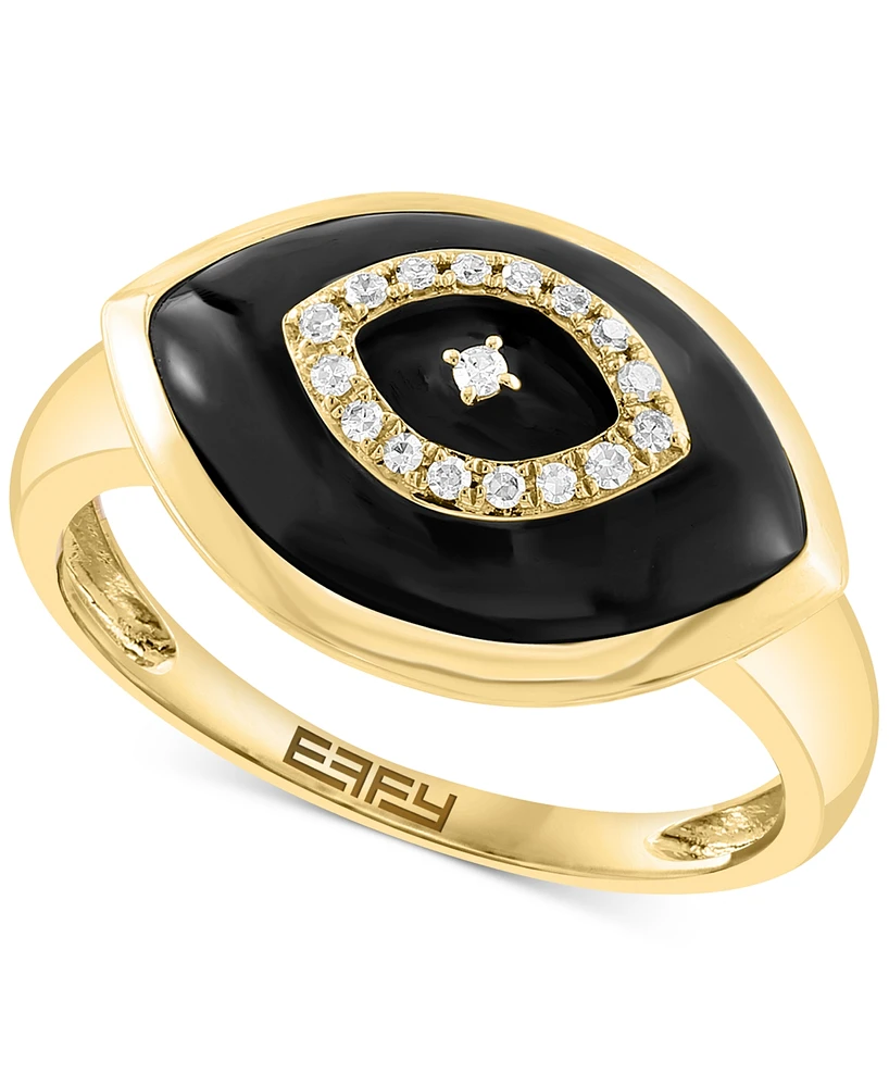 Effy Onyx & Diamond (1/20 ct. t.w.) Evil Eye Statement Ring in 14k Gold